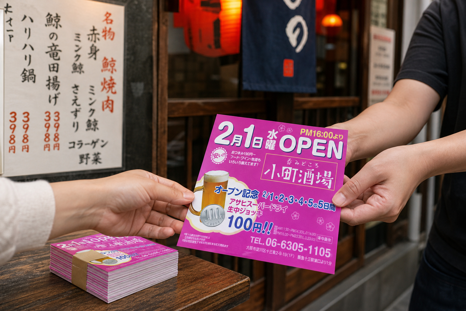 小町酒場 様 | オープン記念集客チラシ